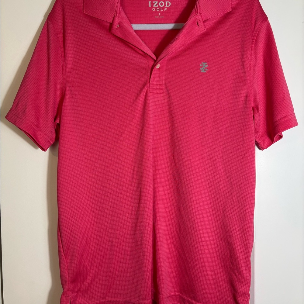 IZOD Golf Pink Mens Polo Size‎ S Square Pattern